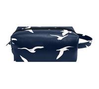 Borsa cosmetica da appendere, motivo gabbiani, senza cuciture, impermeabile, borsa da viaggio per donne, uomini e ragazze, piccola custodia portatile in pelle per trucchi, Multicolore 09, 8.2x3.1x3.5