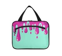 Borsa cosmetica da appendere verde menta viola a goccia per le donne con gancio designer borsa essenziale per trucco viaggio trucco bagno maleta para maquillaje, Stile Drip Verde Menta Viola, M