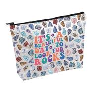 Borsa cosmetica da collezione di rocce con scritta "It's a Beautiful Day to Look for Rocks", idea regalo per gli amanti delle rocce, Cerca Rocks B