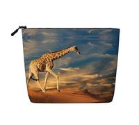 Borsa cosmetica da donna a forma di cuore con petali floreali, borsa da toilette a strato singolo, adatta per riporre tutti i giorni, viaggi e viaggi di lavoro., Animali giraffa dell'Africa, taglia