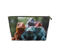 Borsa cosmetica da donna con 4 lucertole colorate borsa in pelle portatile di grande capacità con cerniera borsa da viaggio borsa da viaggio, oro, taglia unica, Oro, Taglia unica