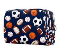 Borsa cosmetica da donna, con cerniera, per cosmetici, basket, baseball, rugby, calcio, articoli da toeletta da viaggio, grande, pratica borsa organizer con cerniera, Multi, 18.5x7.5x13cm/7.3x3x5.1in