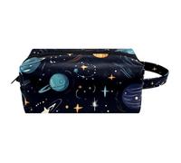 Borsa cosmetica da donna con cielo notturno, pianeti, comete, costellazioni, borsa cosmetica, portatile, da appendere, borsa da toeletta da viaggio, astuccio in pelle per bambini, Multicolore 01,
