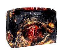 Borsa cosmetica da donna, con drago cinese, occhio di sangue e fuoco, borsa da viaggio grande in PVC per trucchi, pratica borsa organizer con cerniera, Multi, 18.5x7.5x13cm/7.3x3x5.1in, Beauty case