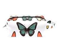 Borsa cosmetica da donna con fiori gialli e rossi colorati con foglie botaniche, borsa da toeletta da viaggio portatile, astuccio per trucchi in pelle per bambini, Multicolore 05, 8.2x3.1x3.5