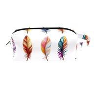 Borsa cosmetica da donna con fiori gialli e rossi colorati con foglie botaniche, borsa da toeletta da viaggio portatile, astuccio per trucchi in pelle per bambini, Multicolore 08, 8.2x3.1x3.5