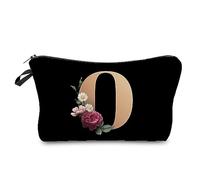 Borsa cosmetica da donna con lettere A-Z stampate, 26 stampe, trousse da viaggio portatile per accessori da toeletta organizer alla moda borsa protettiva organizer borse di bellezza, O, Bellezza di