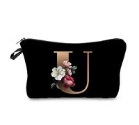 Borsa cosmetica da donna con lettere A-Z stampate, 26 stampe, trousse da viaggio portatile per accessori da toeletta organizer alla moda borsa protettiva organizer borse di bellezza, u, Bellezza di