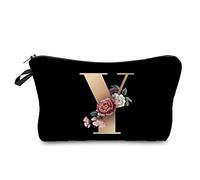 Borsa cosmetica da donna con lettere A-Z stampate, 26 stampe, trousse da viaggio portatile per accessori da toeletta organizer alla moda borsa protettiva organizer borse di bellezza, Y, Bellezza di