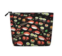 Borsa cosmetica da donna con motivo astratto con libellula rossa, borsa da toilette a strato singolo, adatta per riporre tutti i giorni, viaggi e viaggi di lavoro., Gamberetti Sushi Giapponesi, taglia