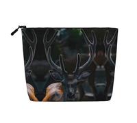 Borsa cosmetica da donna con motivo di conchiglie e stelle marine, borsa da toilette a strato singolo, adatta per riporre tutti i giorni, viaggi e viaggi di lavoro., All'aperto fauna selvatica Cervo