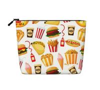 Borsa cosmetica da donna con motivo farfalla e violoncello, borsa da toilette a strato singolo, adatta per riporre tutti i giorni, viaggi e viaggi di lavoro., Ciambella Hamburger, taglia unica