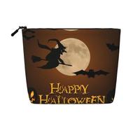 Borsa cosmetica da donna con motivo farfalla e violoncello, borsa da toilette a strato singolo, adatta per riporre tutti i giorni, viaggi e viaggi di lavoro., Strega di Halloween che vola, taglia