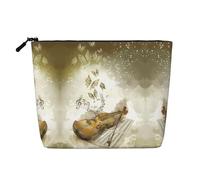 Borsa cosmetica da donna con motivo farfalla e violoncello, borsa da toilette a strato singolo, adatta per riporre tutti i giorni, viaggi e viaggi di lavoro., Farfalla e Violoncello, taglia unica