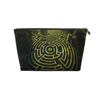 Borsa cosmetica da donna con motivo labirinti borsa in pelle borsa portatile di grande capacità con cerniera borsa da viaggio borsa, Oro, Taglia unica