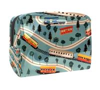 Borsa cosmetica da donna, con motivo treno di campagna, borsa da viaggio grande in PVC per trucchi, pratica borsa organizer con cerniera, Multi, 18.5x7.5x13cm/7.3x3x5.1in, Beauty case