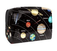 Borsa cosmetica da donna, con pianeti dello spazio, cielo stellato, borsa da viaggio grande in PVC per trucchi con cerniera, Multi, 18.5x7.5x13cm/7.3x3x5.1in, Beauty case