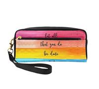 Borsa cosmetica da donna con scritta "Let All You Do Be Done with Love", con due tasche, per accessori di bellezza quotidiani, Nero , Taglia unica, Astuccio per trucchi