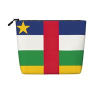 Borsa cosmetica da donna con stampa bandiera dell'Africa centrale, in finto lino, grande capacità, perfetta per i viaggi e l'uso quotidiano, Nero , Taglia unica