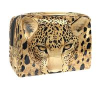 Borsa cosmetica da donna, con texture leopardata feroce, per articoli da toeletta da viaggio, grande, in PVC, pratica custodia organizer con cerniera, Multi, 18.5x7.5x13cm/7.3x3x5.1in, Beauty case