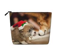 Borsa cosmetica da donna dell'antico Egitto, organizer da viaggio portatile, borsa da toilette con chiusura a zip, Corgi carino., Taglia unica