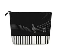 Borsa cosmetica da donna dell'antico Egitto, organizer da viaggio portatile, borsa da toilette con chiusura a zip, Nota musicale bianca e nera, Taglia unica