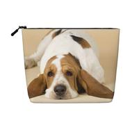 Borsa cosmetica da donna dell'antico Egitto, organizer da viaggio portatile, borsa da toilette con chiusura a zip, Basset Hound, Taglia unica