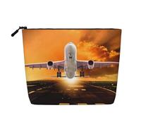 Borsa cosmetica da donna dell'antico Egitto, organizer da viaggio portatile, borsa da toilette con chiusura a zip, Aeroplano, Taglia unica