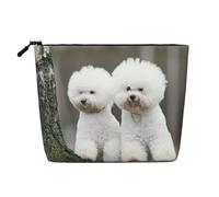 Borsa cosmetica da donna dell'antico Egitto, organizer da viaggio portatile, borsa da toilette con chiusura a zip, Bichon Frise, Taglia unica