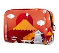 Borsa cosmetica da donna, in Giappone, con paesaggio autunnale, per articoli da toeletta da viaggio, grande, pratica borsa organizer con cerniera, Multi, 18.5x7.5x13cm/7.3x3x5.1in, Beauty case