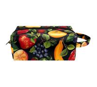 Borsa cosmetica da donna in pelle con manico con varietà di frutta, impermeabile, da appendere, borsa da viaggio, piccolo astuccio per bambini, Multicolore 06, 8.2x3.1x3.5 in/21x8x9 cm