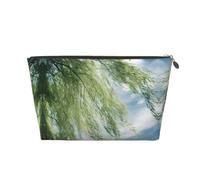 Borsa cosmetica da donna in pelle con motivo di ovatta di salice borsa portatile di grande capacità con cerniera borsa da viaggio borsa da viaggio, Oro, Taglia unica