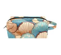 Borsa cosmetica da donna in pelle senza cuciture con motivo a conchiglie, con manico, borsa da viaggio impermeabile da appendere, piccolo astuccio per bambini, Multicolore 09, 8.2x3.1x3.5 in/21x8x9 cm