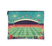 Borsa cosmetica da stadio festivo, vivace pochette per trucco da donna, organizer portatile con cerniera per il giorno del gioco, borsa da viaggio per la stagione sportiva, Verde, 7x9 Inch, Stadio