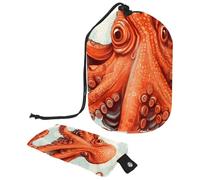 Borsa cosmetica da viaggio, 2 pezzi, borsa per il trucco, grande capacità, morbida, impermeabile, con coulisse, borsa cosmetica a forma di polpo con animali marini, Mondo marino Octopus Seaworld,