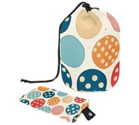 Borsa cosmetica da viaggio, 2 pezzi, borsa per il trucco, grande capacità, morbida, impermeabile, portatile, con coulisse, a pois, cerchio colorato, Cerchio colorato a pois,
