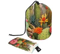 Borsa cosmetica da viaggio, 2 pezzi, borsa per il trucco, grande capacità, morbida, impermeabile, portatile, con coulisse, cactus colorati del deserto, Cactus colorati del deserto,
