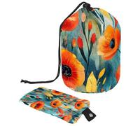 Borsa cosmetica da viaggio, 2 pezzi, grande capacità, morbida, impermeabile, portatile, con coulisse, con fiori di campo colorati, Arte Fiori Campo Colorato, 9.9x6.9in/25.2x17.6cm;6x3.5in/15.2x8.8cm,
