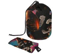 Borsa cosmetica da viaggio, 2 pezzi, grande capacità, morbida, impermeabile, portatile, con coulisse, per giocatori d'arte di calcio, Arte Giocatori Calcio, 9.9x6.9in/25.2x17.6cm;6x3.5in/15.2x8.8cm,