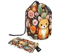 Borsa cosmetica da viaggio a secchiello da viaggio con grande capacità, morbida, impermeabile, portatile, con coulisse, con coniglietto carino, 2 pezzi, Carino Cartoon Bunny,
