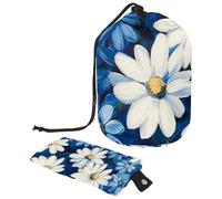 Borsa cosmetica da viaggio a secchiello da viaggio di grande capacità, morbida, impermeabile, portatile, con coulisse, 2 pezzi, Arte Acquerello Daisy Fiori, 9.9x6.9in/25.2x17.6cm;6x3.5in/15.2x8.8cm,