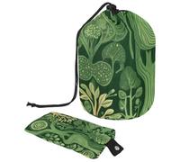 Borsa cosmetica da viaggio a secchiello da viaggio di grande capacità, morbida, impermeabile, portatile, con coulisse, stampa in legno verde arte, Stampa Art Green Wood,