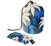 Borsa cosmetica da viaggio a secchiello da viaggio di grande capacità, morbida, impermeabile, portatile, con coulisse, 2 pezzi, Acquerello Arte Margherita, 9.9x6.9in/25.2x17.6cm;6x3.5in/15.2x8.8cm,