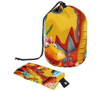 Borsa cosmetica da viaggio a secchiello da viaggio per cosmetici, di grande capacità, morbida, impermeabile, portatile, con coulisse, 2 pezzi, con simpatico dinosauro paradiso, Paradiso dei dinosauri