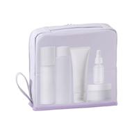 Borsa cosmetica da viaggio, borsa per il trucco verticale, organizer portatile con scomparti custodia impermeabile per articoli da toeletta da viaggio, hotel donna uomo casa in movimento, viola., Se