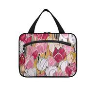 Borsa cosmetica da viaggio colorata con bellissimi fiori da appendere con gancio, borse da toilette essenziali di design per accessori must have vacation cartera para maquillaje M, Bellissimi fiori