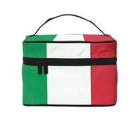 Borsa cosmetica da viaggio con bandiera dell'Italia con scomparti multipli e resistente twill di poliestere, adatta per palestra, campeggio e viaggi di lavoro.
