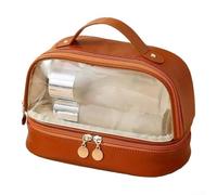 Borsa cosmetica da viaggio con design a doppio strato per una grande conservazione e separazione bagnata/asciutta, Come da immagine, marrone