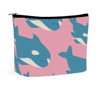 Borsa cosmetica da viaggio con orca dei cartoni animati, borsa per il trucco, custodia in pelle, portapenne, contenitore per matite
