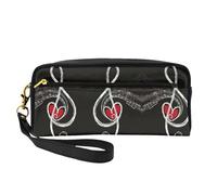 Borsa cosmetica da viaggio con simboli musicali e scritta "Love", con due tasche, per la bellezza quotidiana e gli accessori essenziali, Nero , Taglia unica, Astuccio per trucchi